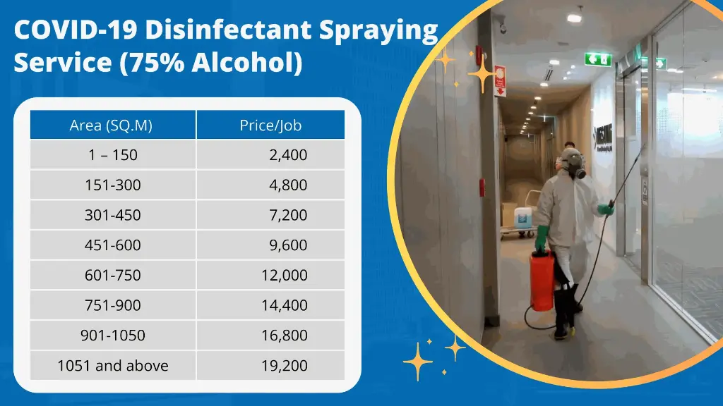 Service for spraying disinfectant to prevent COVID-19 (75% alcohol)