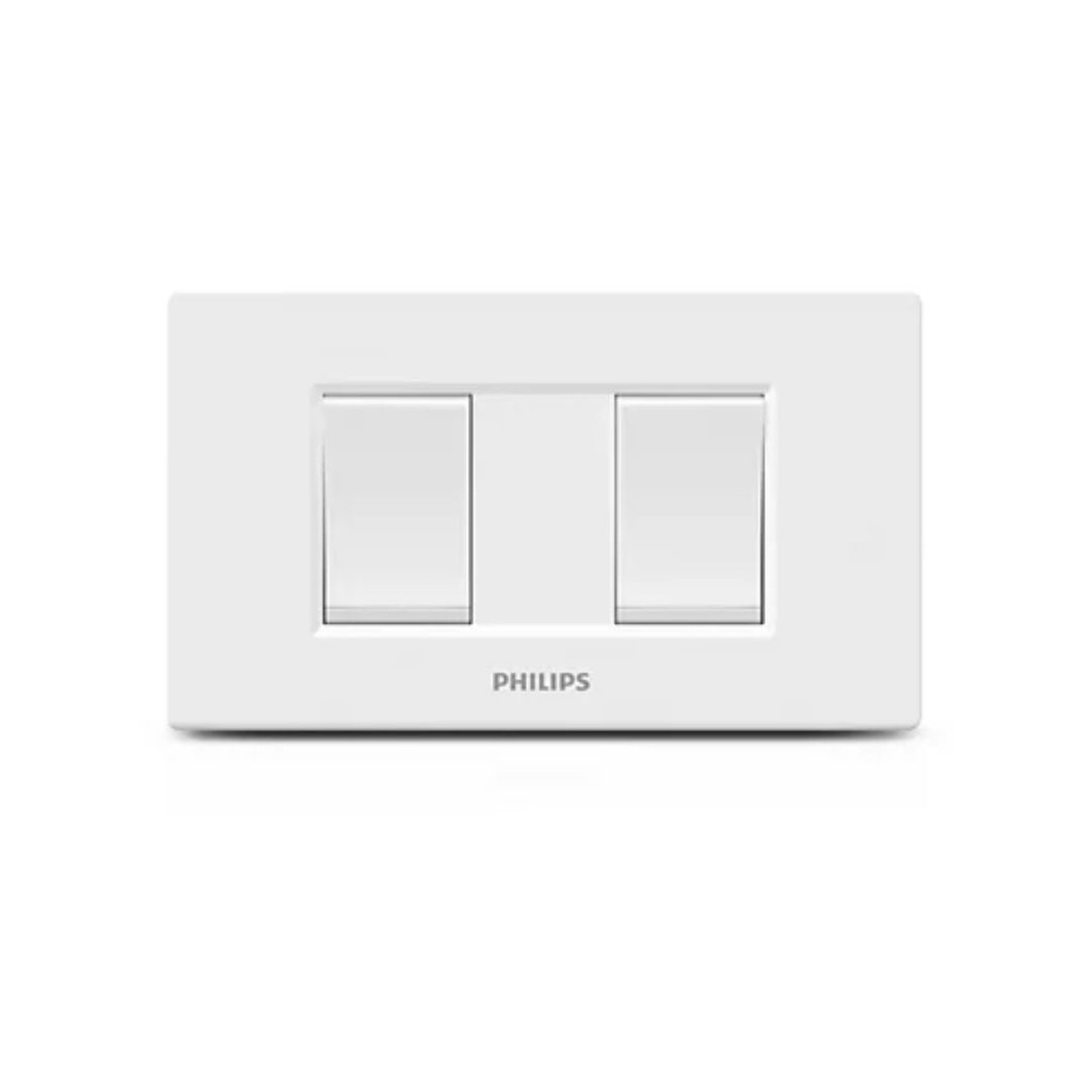 Replacement Service : PHILIPS Single switch unit 2 gangs PHILIPS model LEAF, white