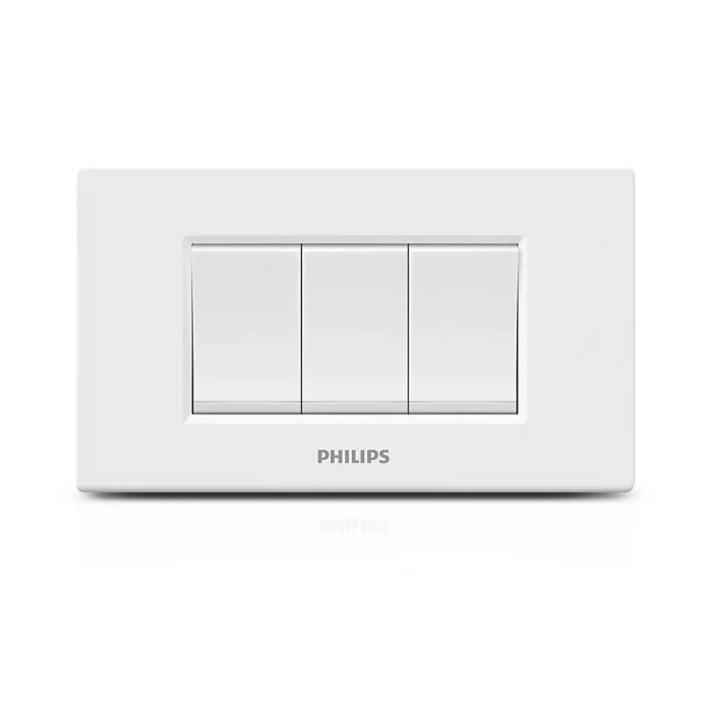 Replacement Service : PHILIPS Single switch unit 3 gangs PHILIPS model LEAF, white