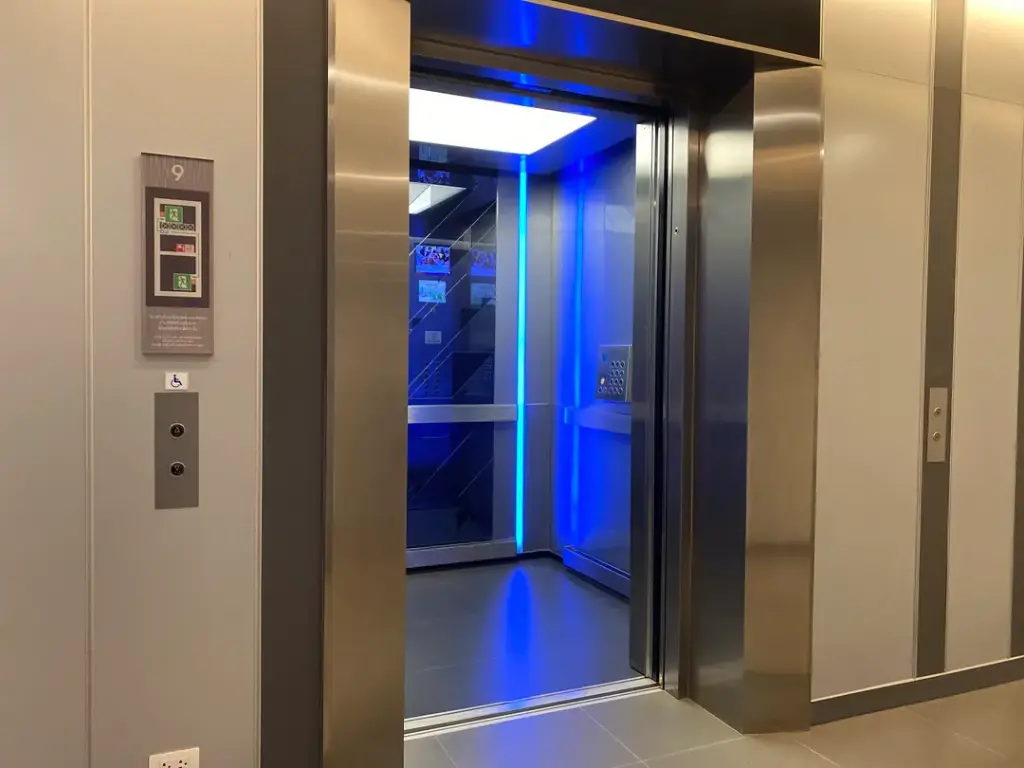 Damaged ceiling in the passenger lift